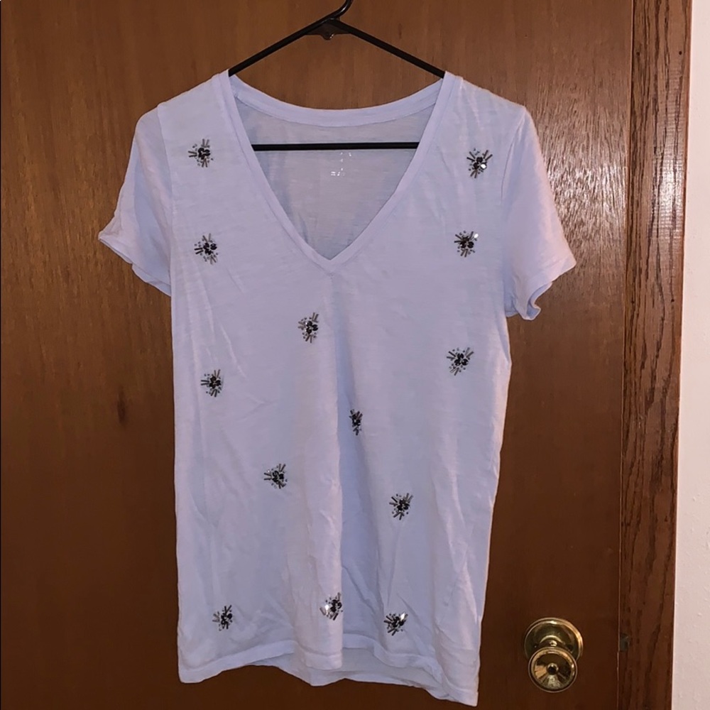 Blue gray beaded tee